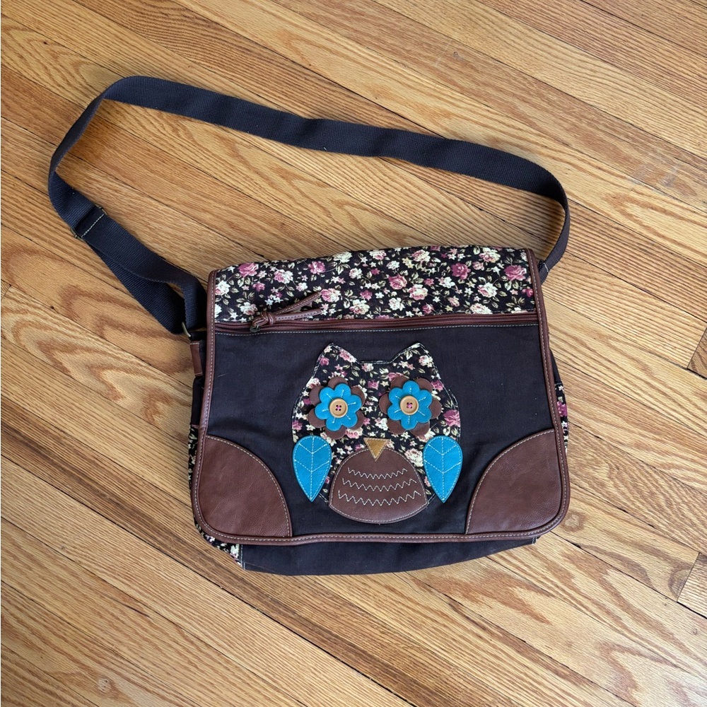 Bongo Floral Patchwork 60s 70s Corduroy Sweet Owl Messenger Boho Bag Back Pack